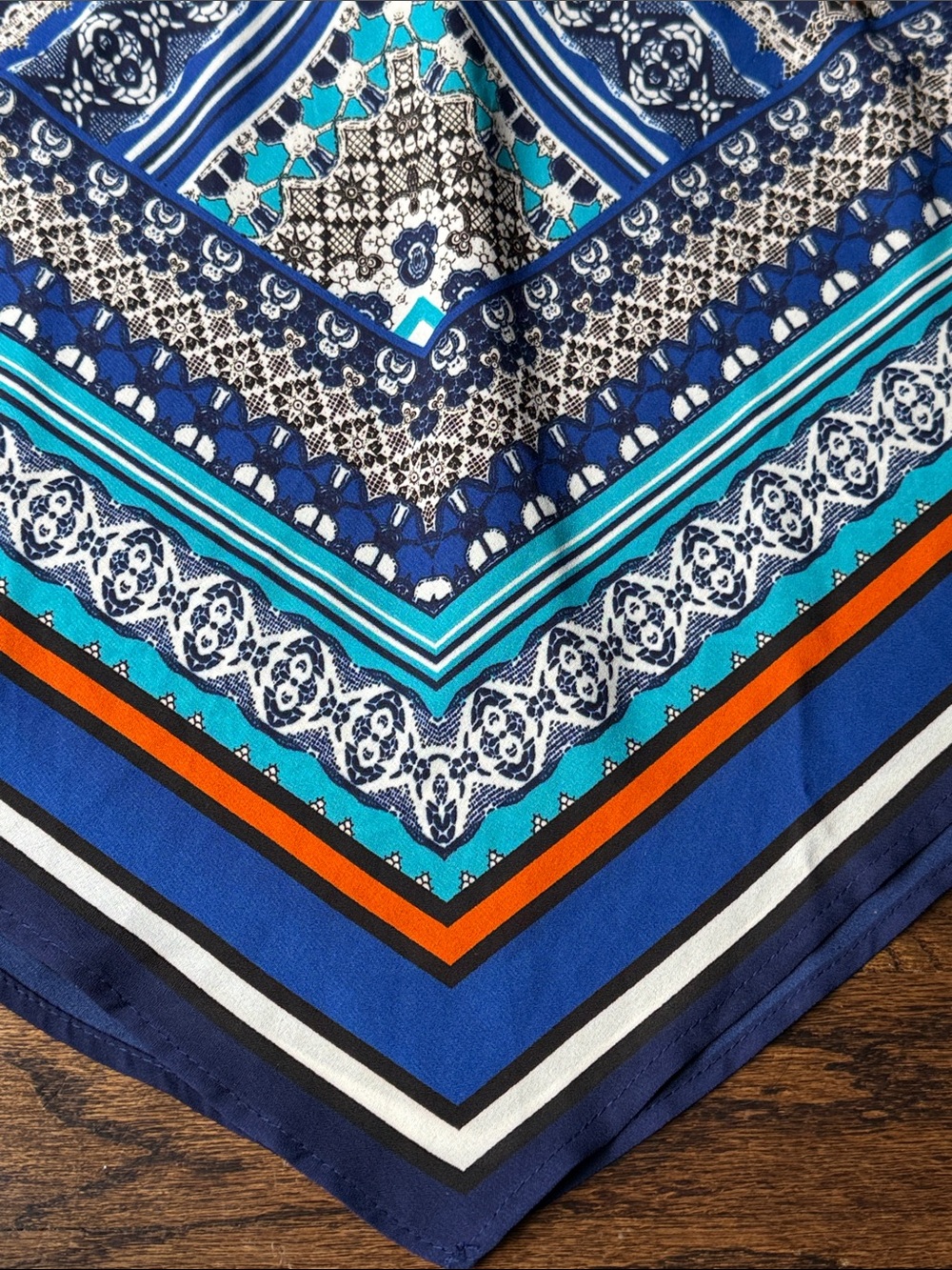 Boho Chevron Print Handkerchief Hem Tank Top - Blue/Multi women’s size small - Picture 6 of 14